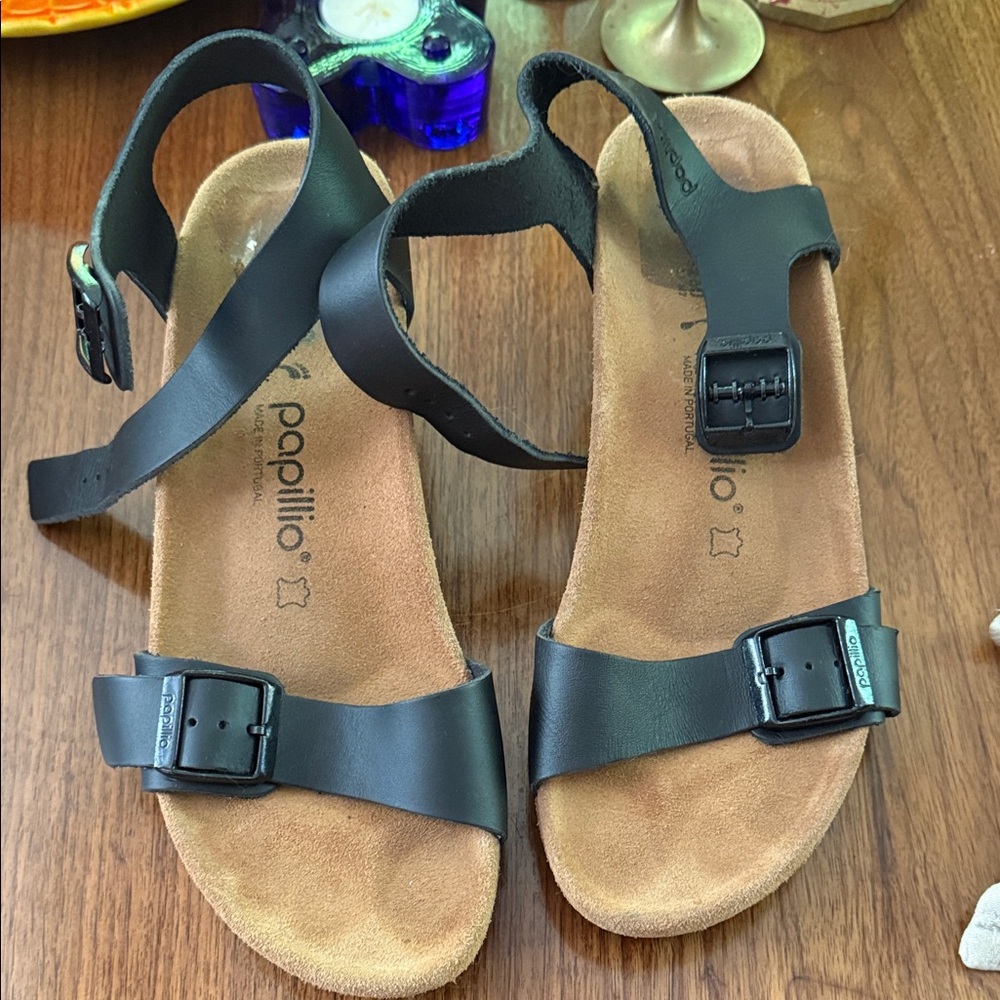 Papillio Black Sandals with Buckle Straps